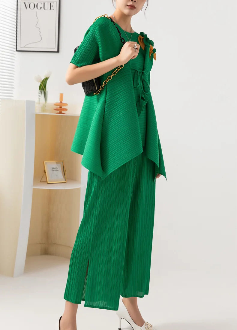 Comfort Pleated Sculptural Pull-On Pant & Top Set