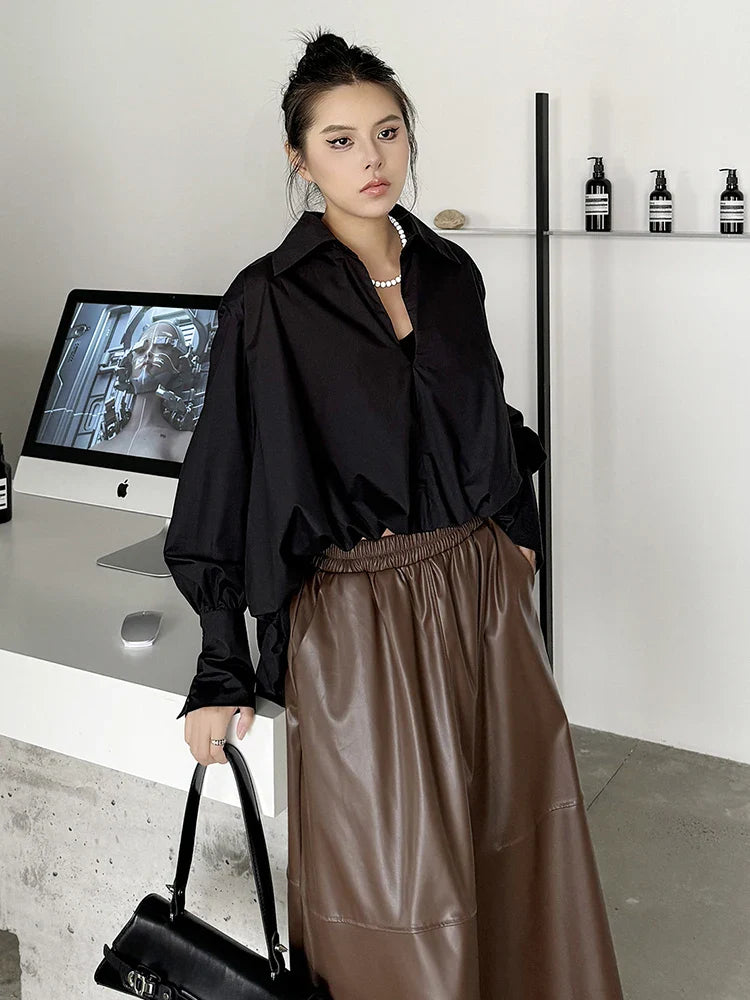 Voluminous Sculptural Draped White Blouse