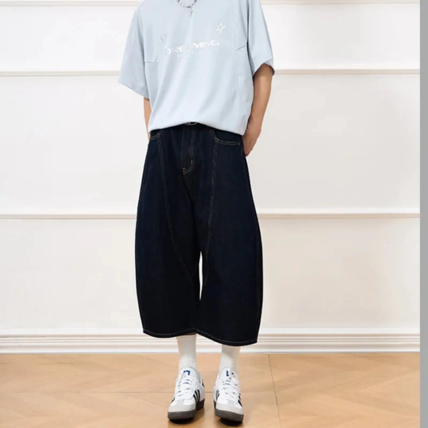 Men's Japanese Wide-Leg Shorts - Premium Denim