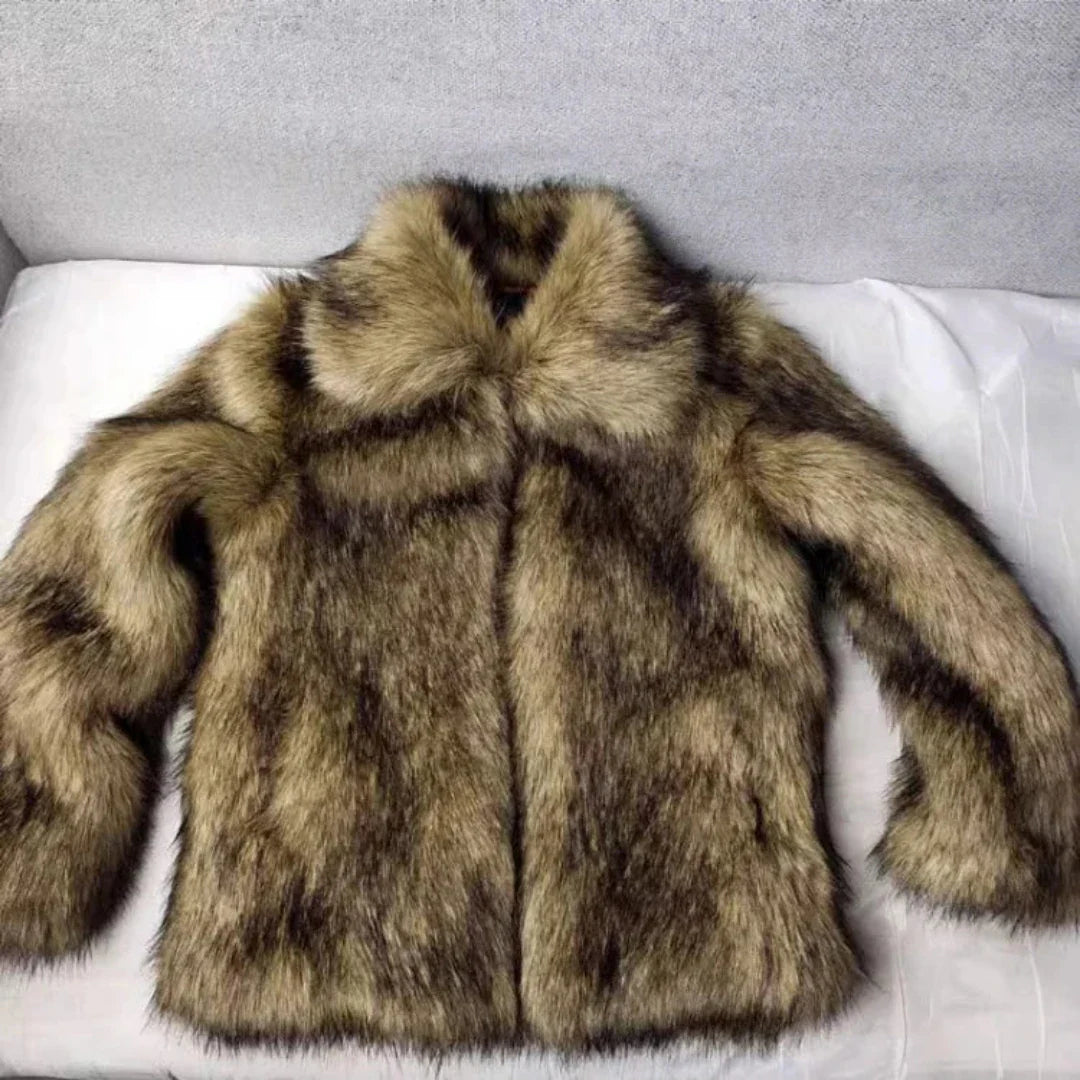 Men's Cozy Brown Faux Fur Coat | Thick & Warm