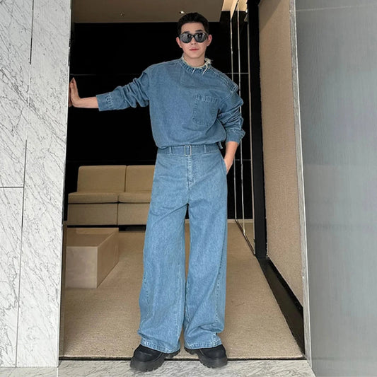 Men's Japanese Double Denim Two-Piece Set