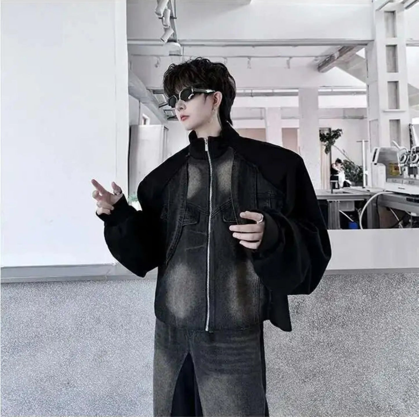 Men's Denim Two-Tone Oversized Set