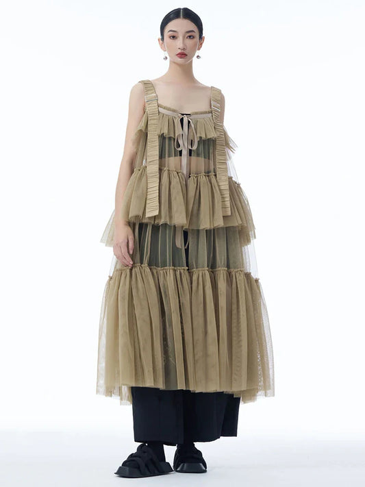 Ruffle Tiered Tulle Suspender Dress