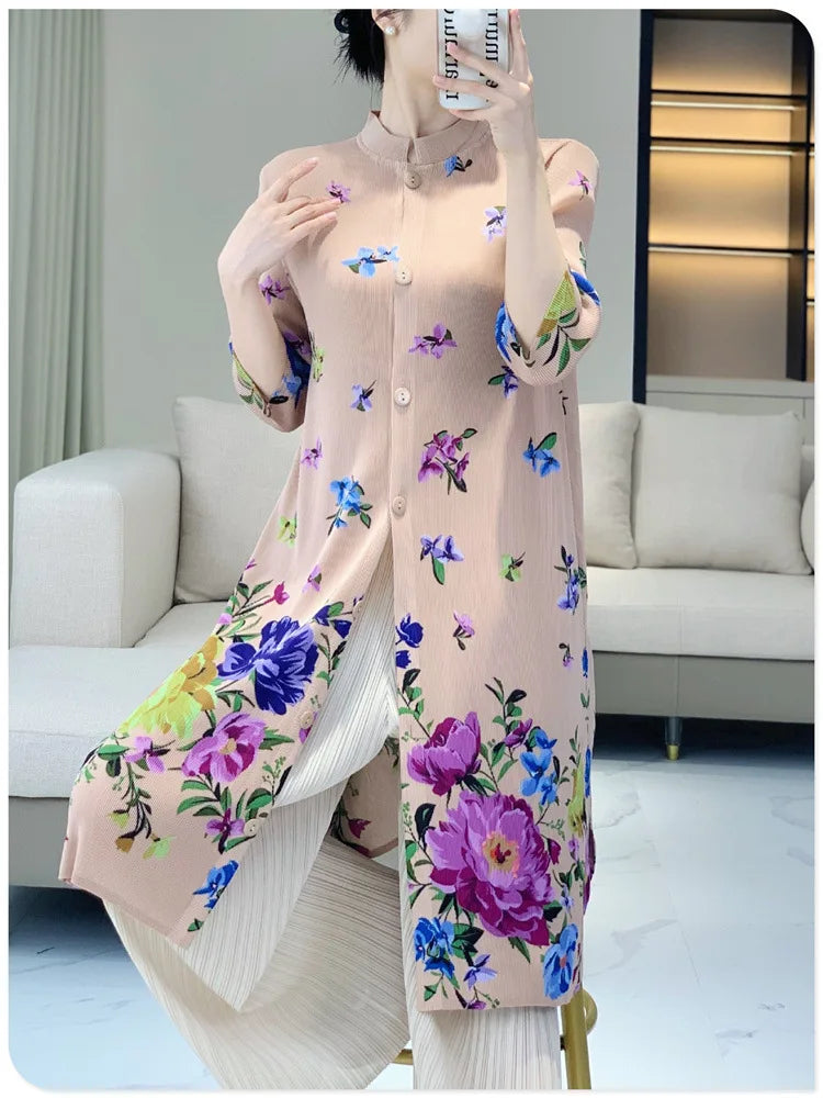 Floral Crepe de Chine Top & Pleated Trousers
