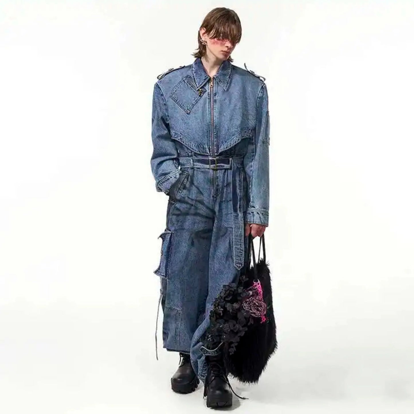 Men's Premium Denim Utility Jumpsuit