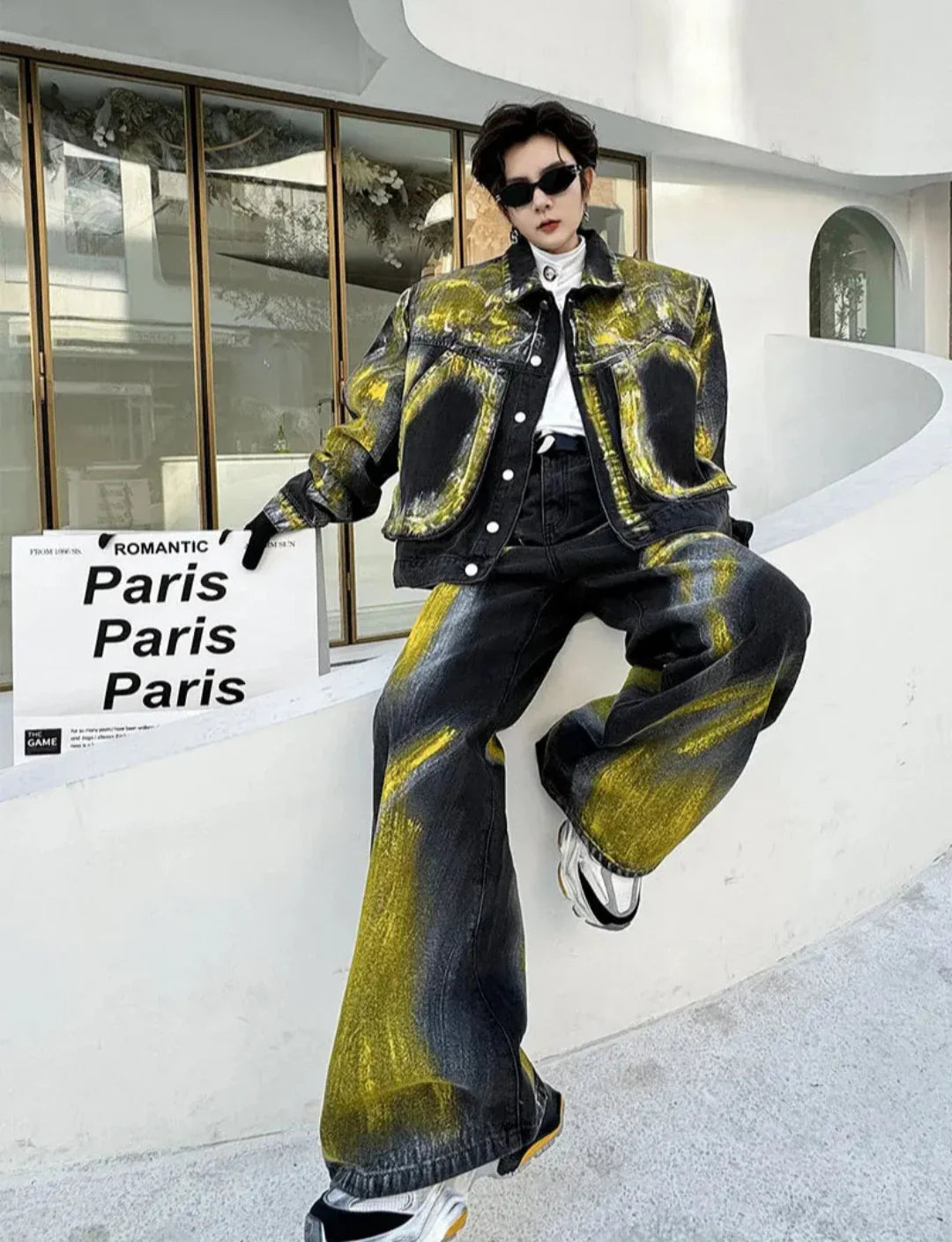 Men's High Streetwear Artistic Denim 2-Piece Set
