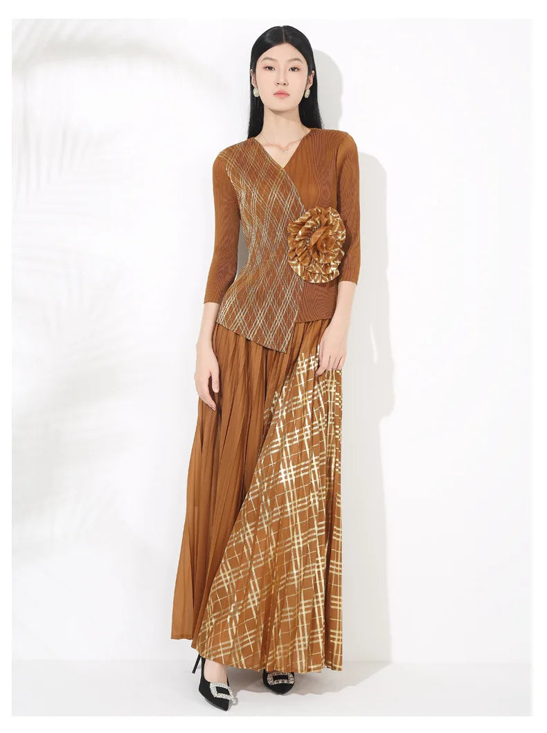 Luxury Petite Pleated Skirt Set
