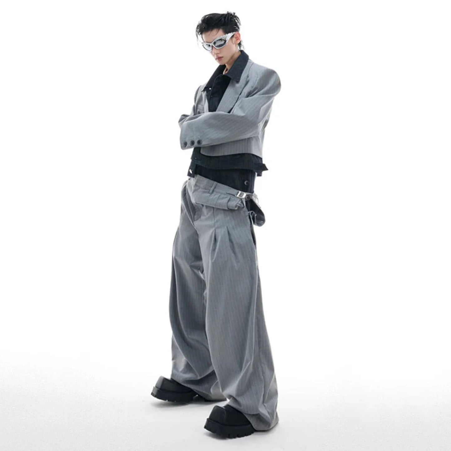 Men's Pinstripe Double-Layered Suit
