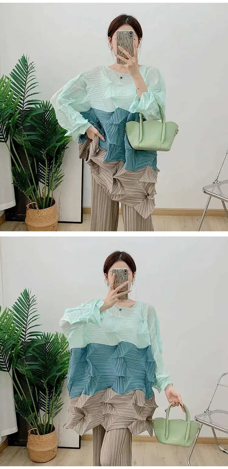 Luxury Origami Pleated Top & Trousers