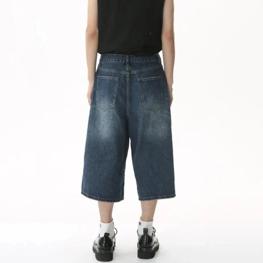 Men's Trendy Wide Leg Denim Long Shorts