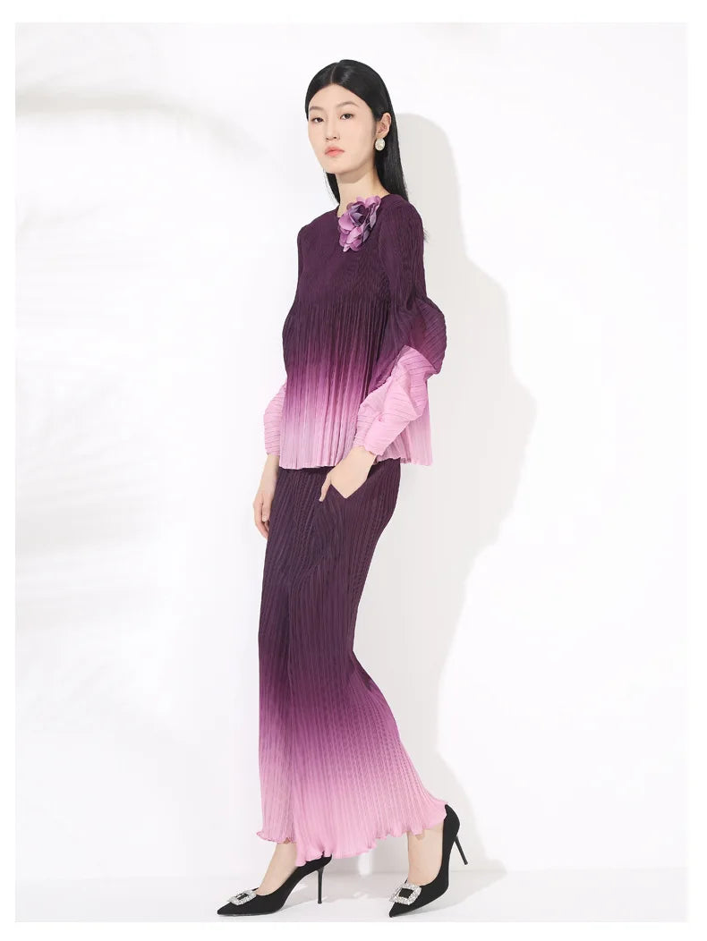 Luxe Japanese Pleated Two-Piece Set