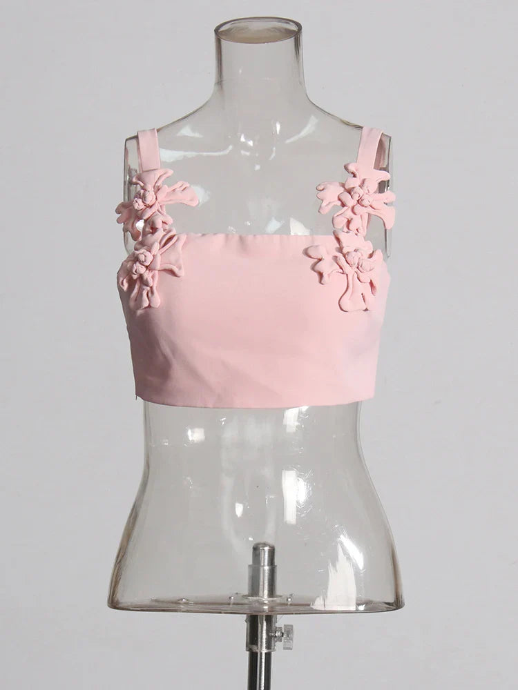 Luxury Pink Floral Crop Top & Skirt Set