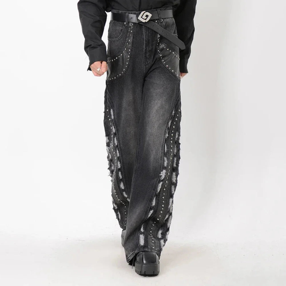 Men's Luxe Faux Leather Baggy Jeans