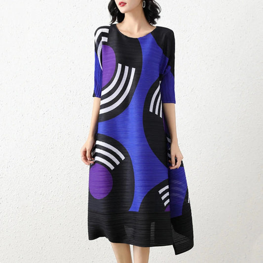 Luxury Geometric Pleated Dress