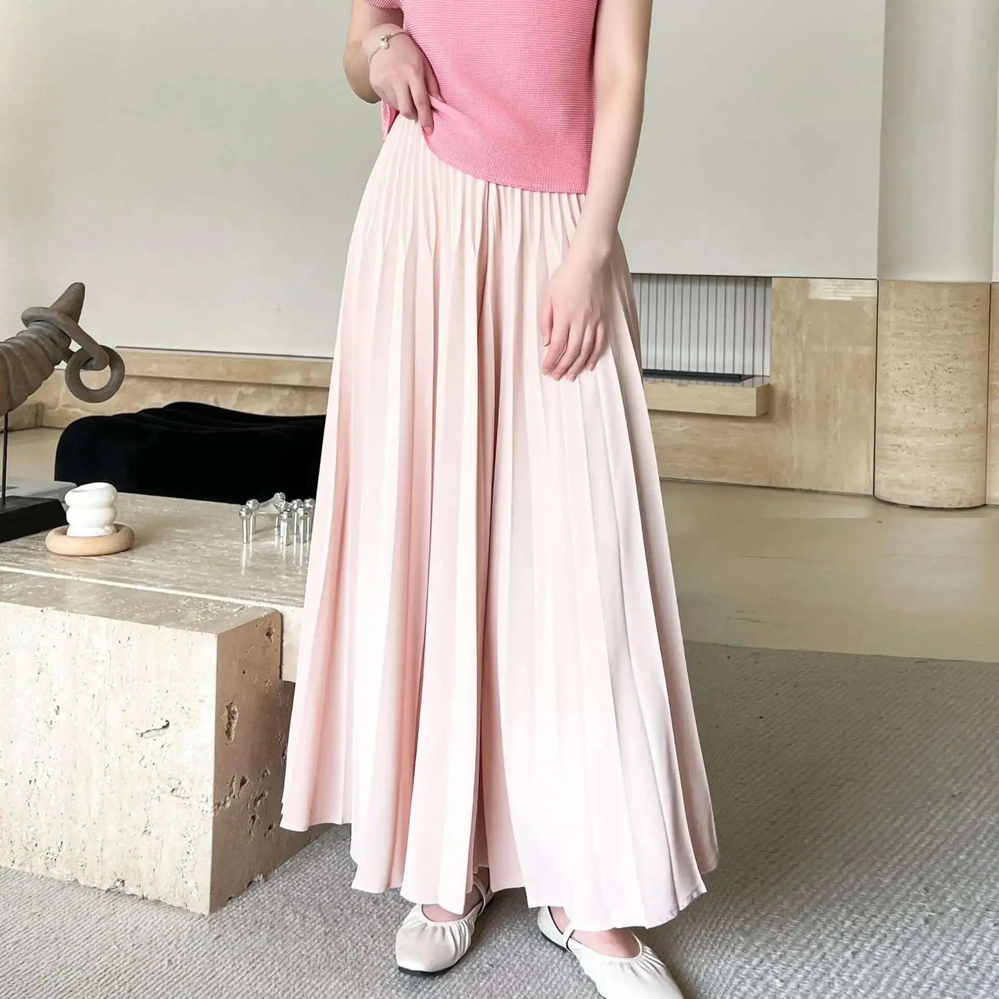Wide Leg Pleated Palazzo Pants