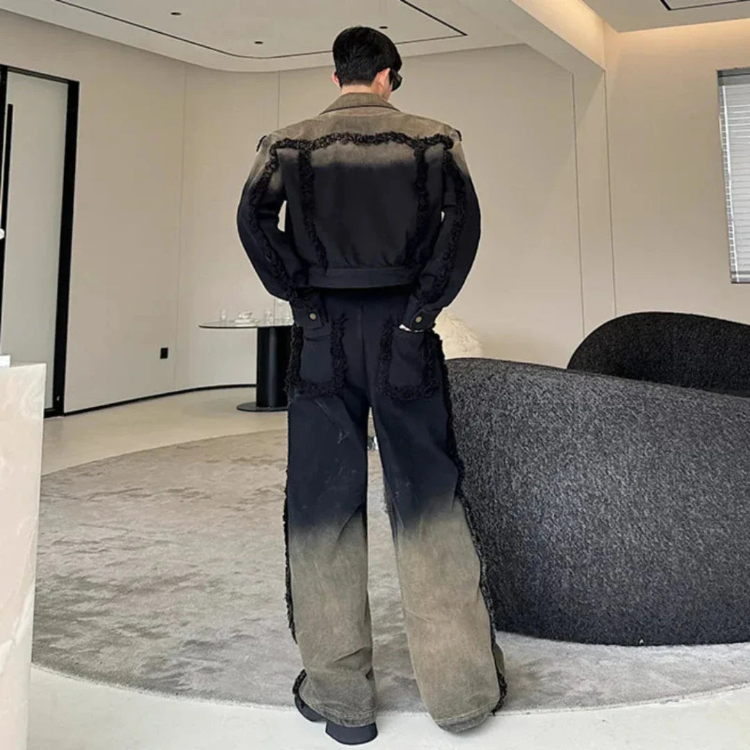 Men's 2 Piece Raw Denim Trucker Jacket & Jeans Set