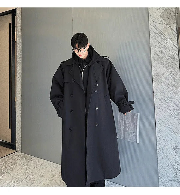 Men's Shoulder Padded Oversized Trench Coat | Luxury Streetwear