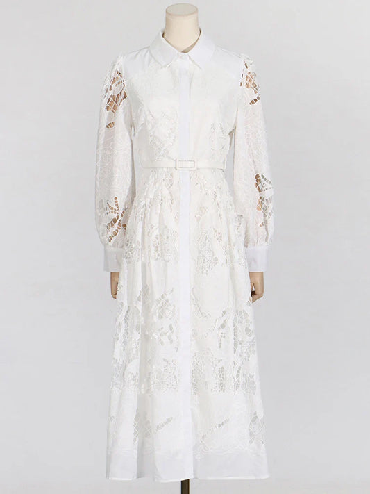 Fit & Flare Floral Lace Midi Dress