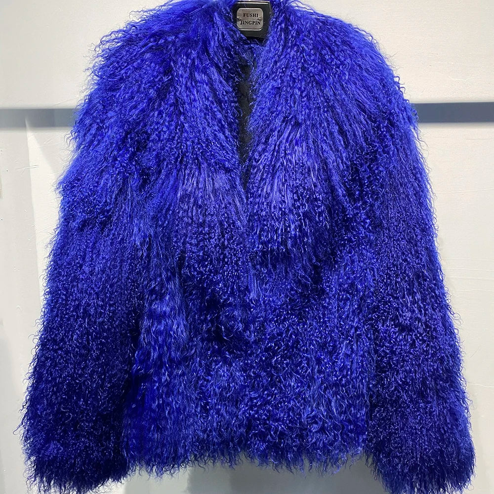 100% Genuine Fur Plush Shaggy Coat