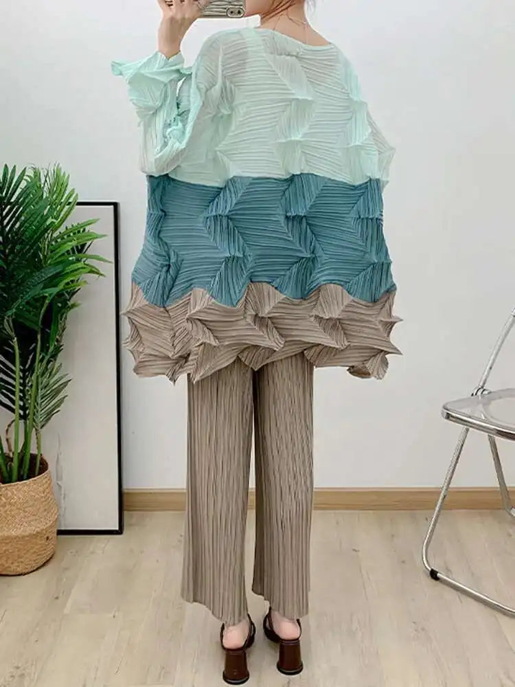 Luxury Origami Pleated Top & Trousers