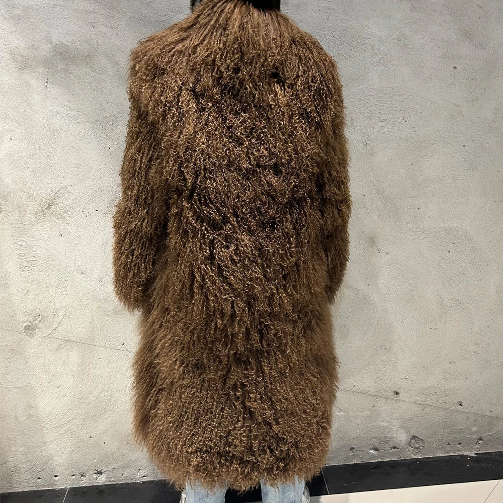 Luxury Genuine Mongolian Sheepskin Fur Coat