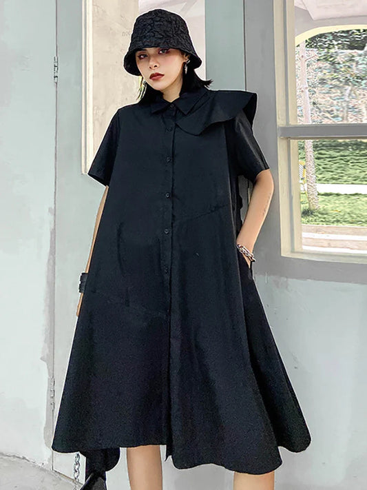 Black Shirt Dress - Avant-Garde Oversized Fit