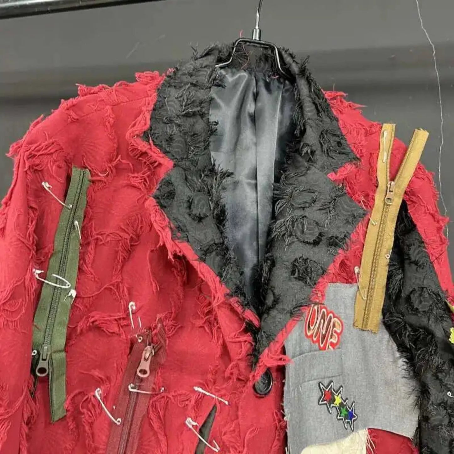 Men's Designer Red Frayed Blazer