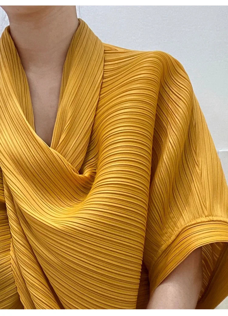 Japanese Inspired Pleated Top - Overlap Drape