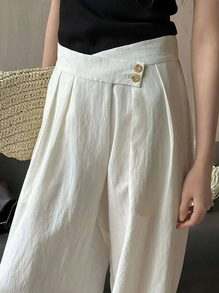 Linen Women's Luxury Wide Leg Trousers