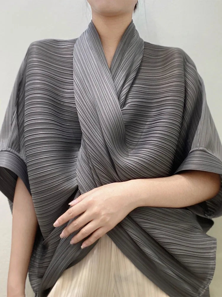 Japanese Inspired Pleated Top - Overlap Drape
