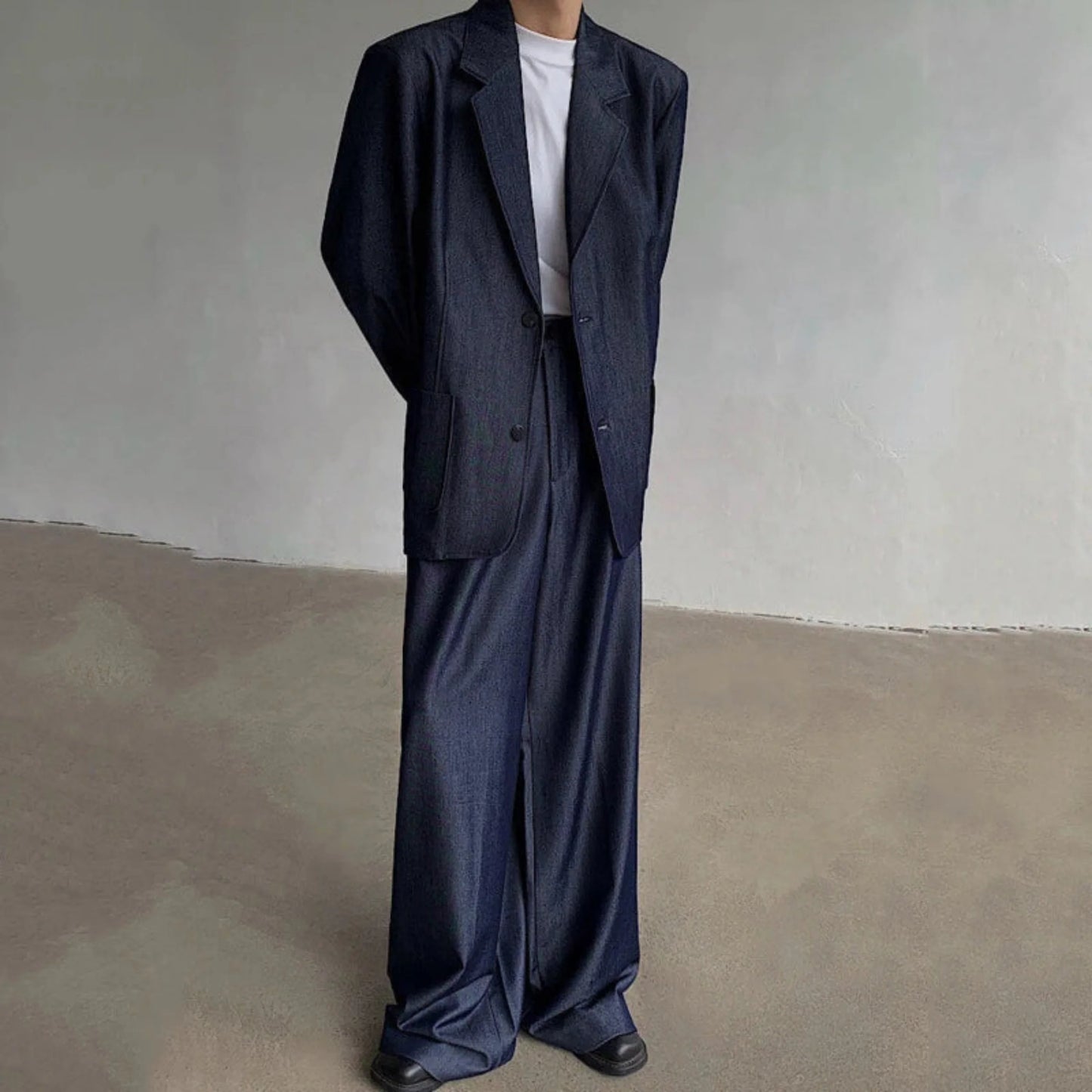 Men's Luxury Dark Denim Oversized Suit Set