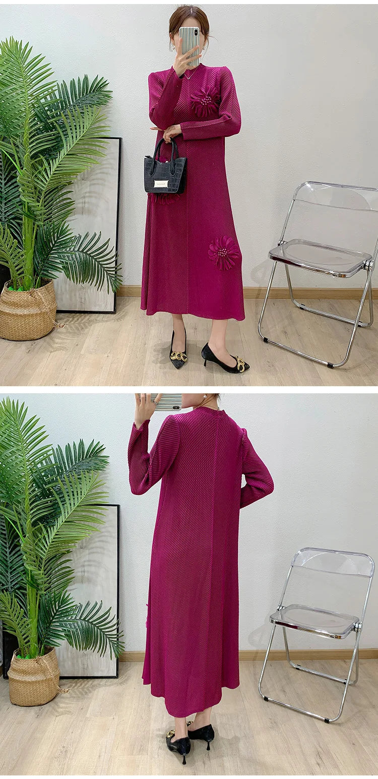 Petite Pleated Textured Midi Dress
