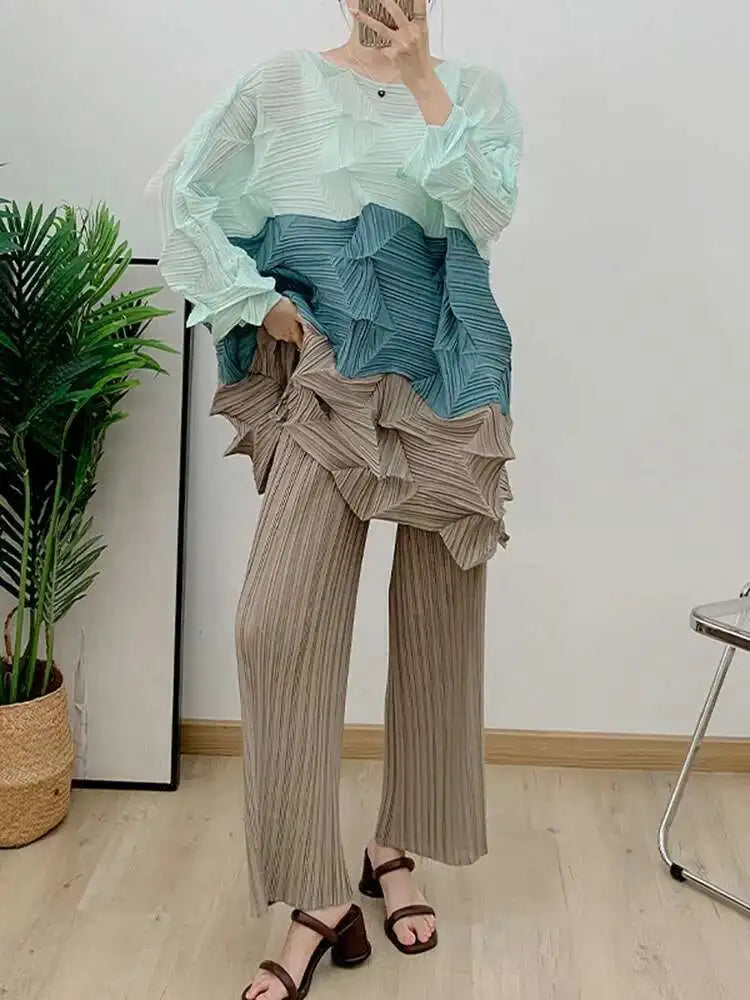 Luxury Origami Pleated Top & Trousers