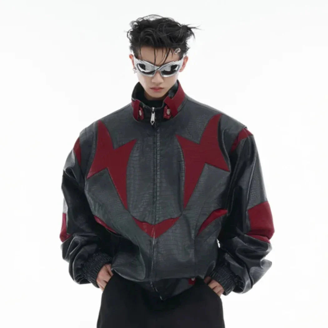 Men's Edgy Faux Leather Biker Jacket