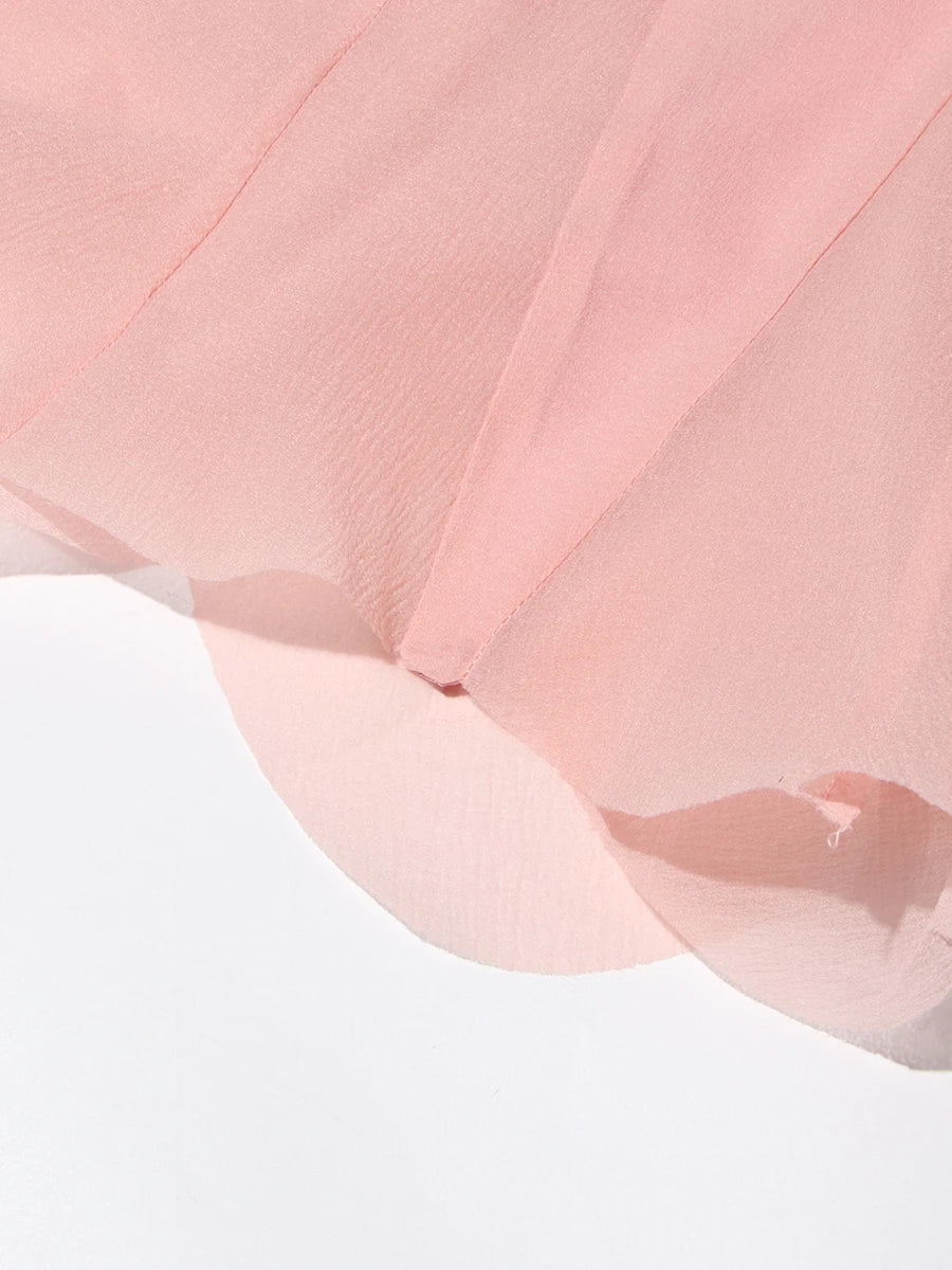Fitted Bell Sleeve Chiffon Mini Dress