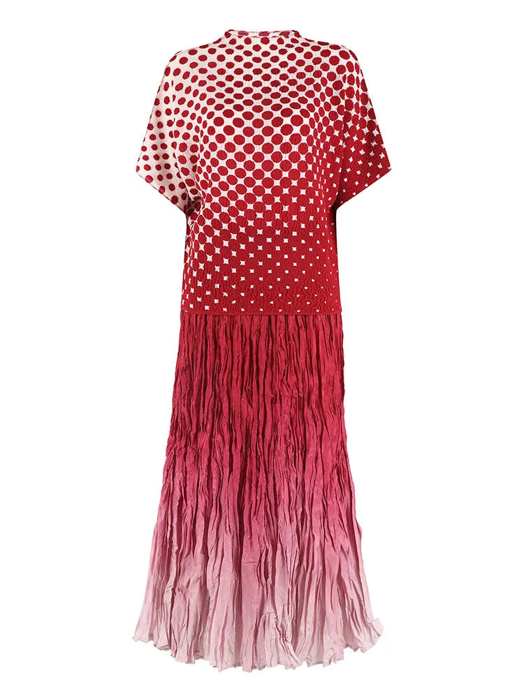 Polka Dot Top & Pleated Skirt Set
