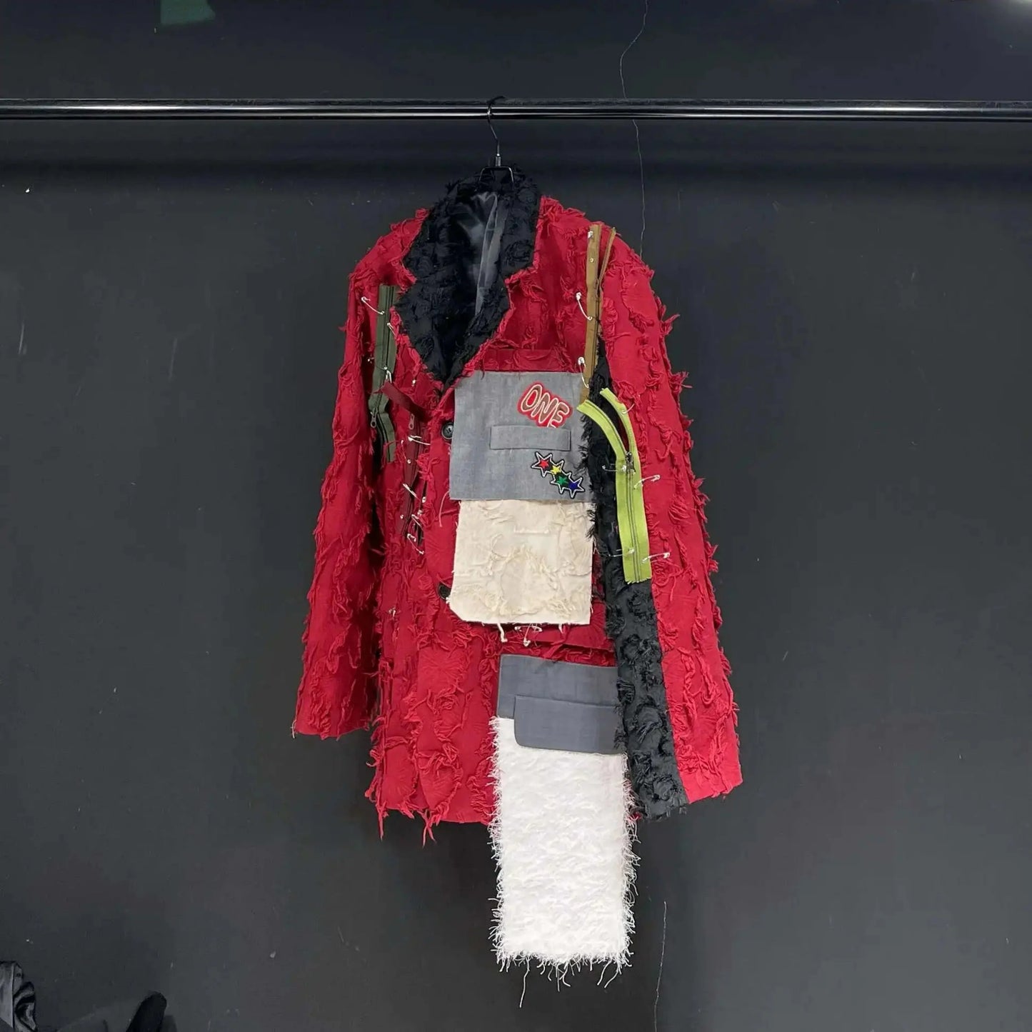 Men's Designer Red Frayed Blazer