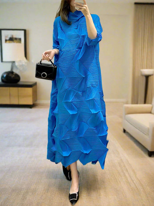 Luxe Geometric Japanese Pleated Dress