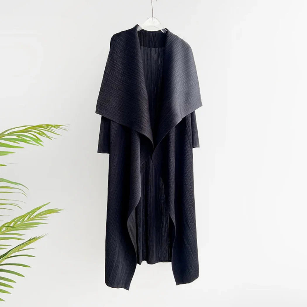 Truly Plissé Pleated Oversized Collar Coat