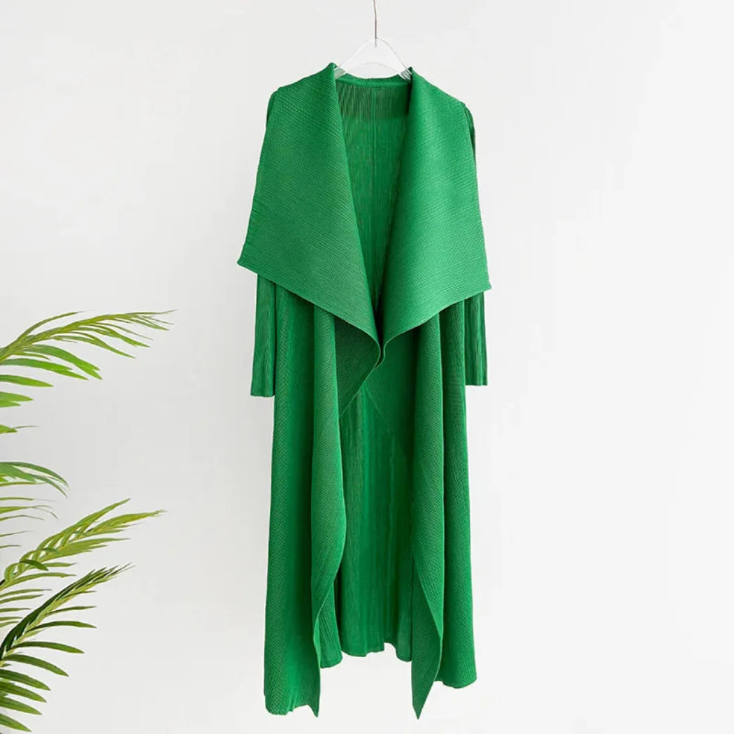 Truly Plissé Pleated Oversized Collar Coat