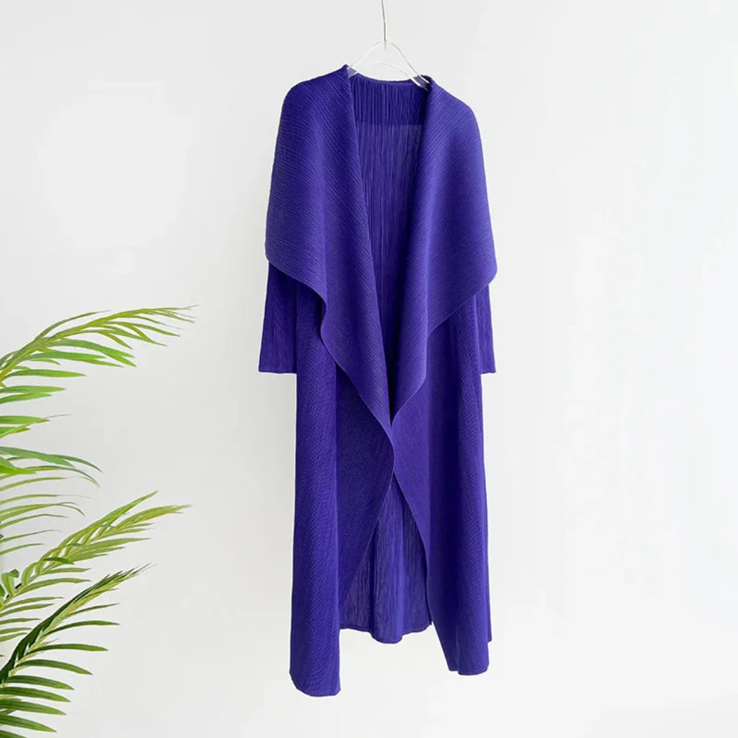 Truly Plissé Pleated Oversized Collar Coat