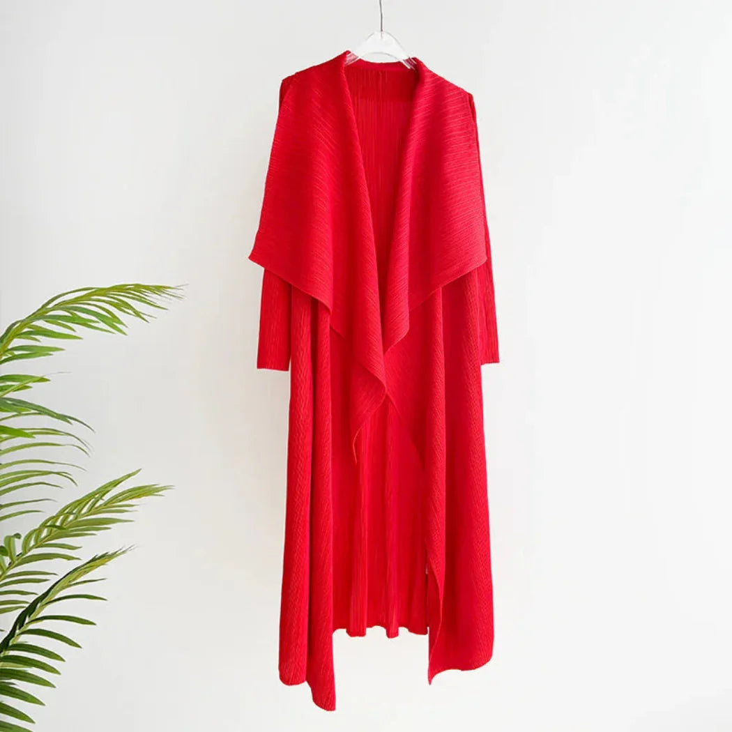 Truly Plissé Pleated Oversized Collar Coat