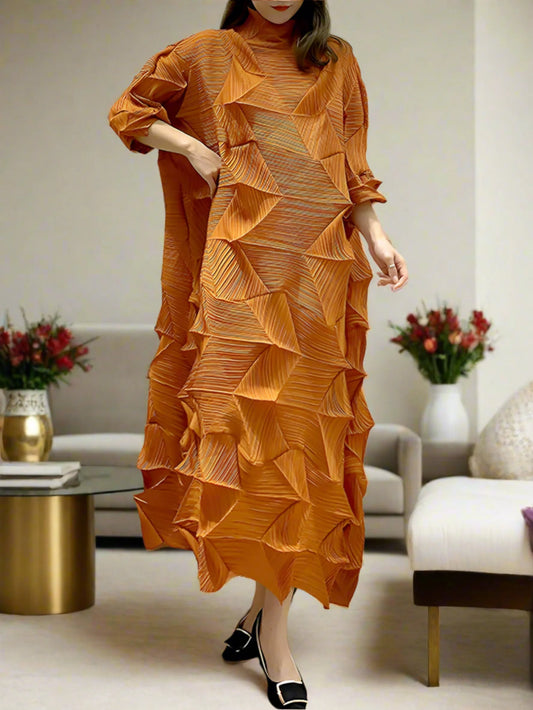 Luxe Geometric Japanese Pleated Dress