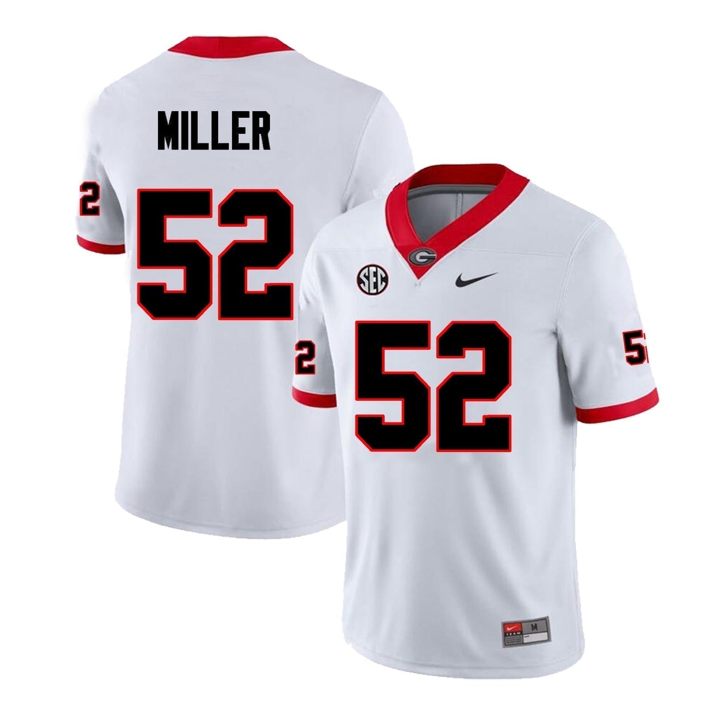 Men's #52 Christen Miller Georgia Bulldogs Football Jersey