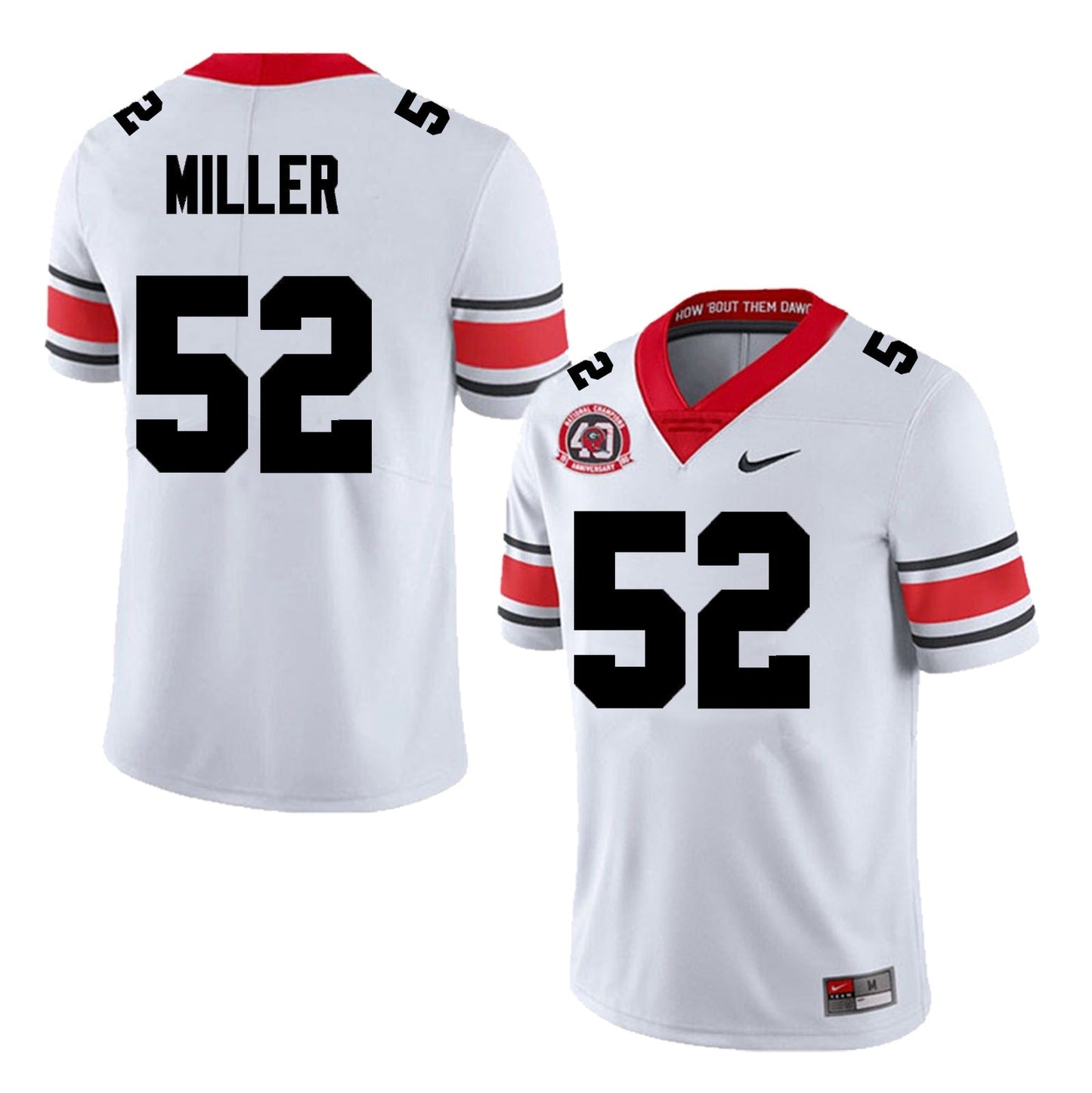 Men's #52 Christen Miller Georgia Bulldogs Football Jersey