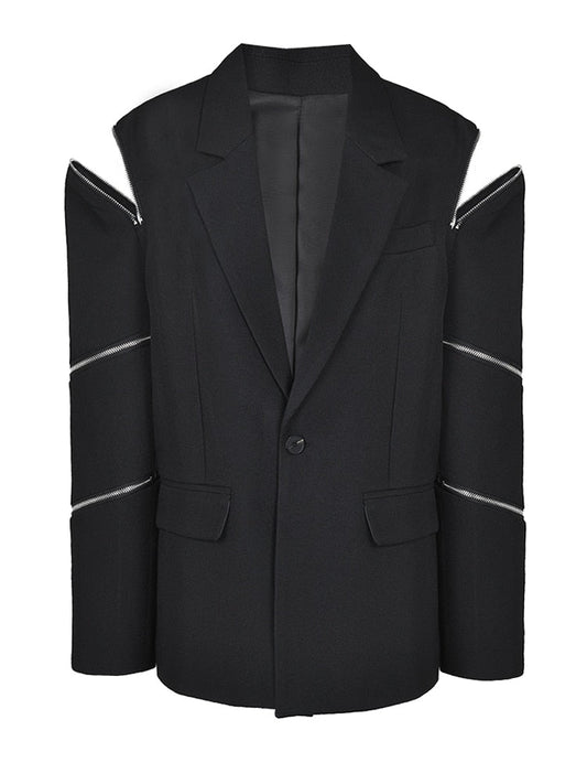 Women's Boyfriend Blazer with Zipper Sleeves