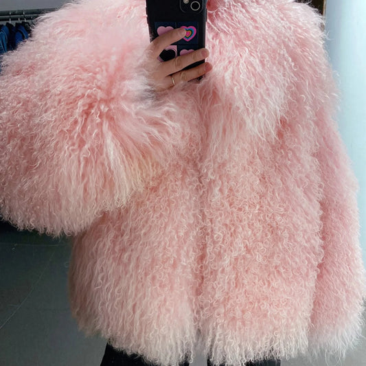 Women's Real Fur Cozy Shaggy Shearling Coat