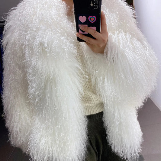 Couture Fur Cozy Luxury Shaggy Shearling Coat