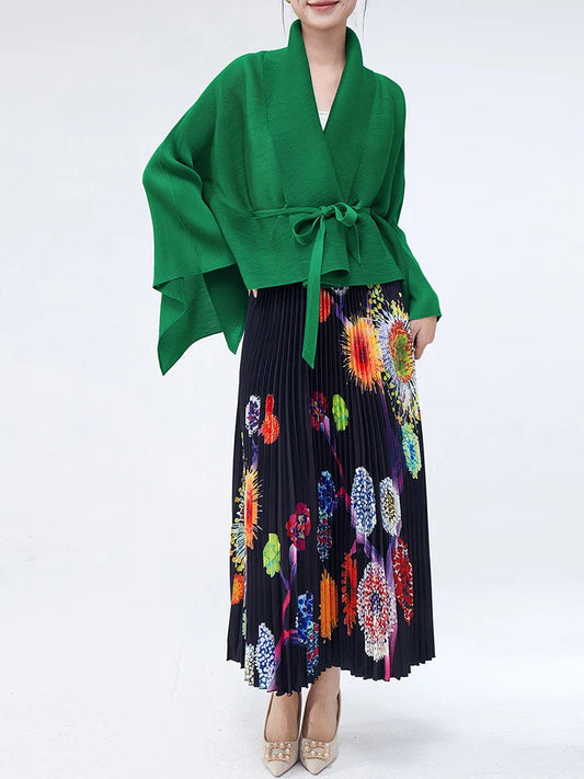 Wrap Top & Pleated Skirt Set