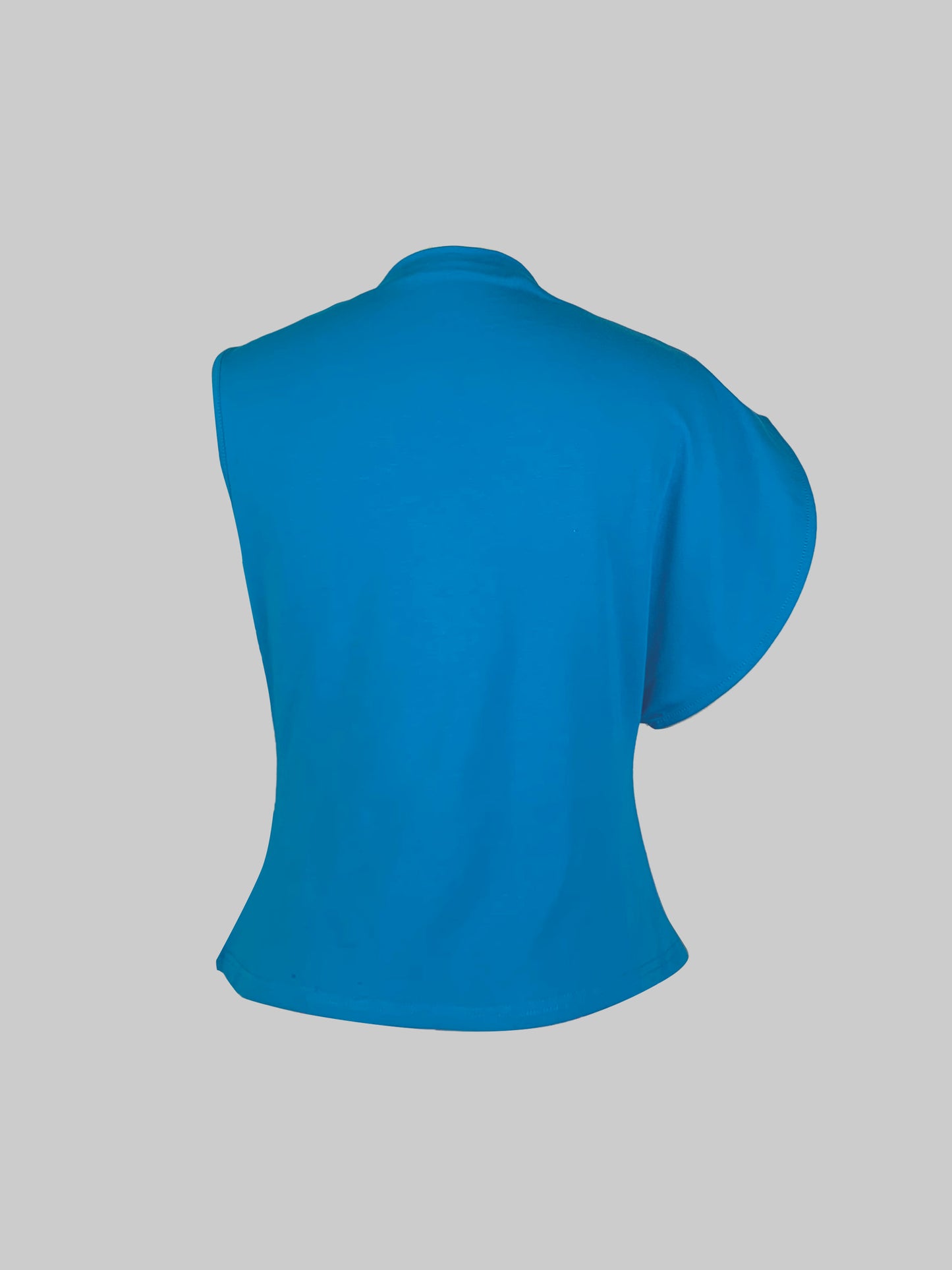 Irregularity Sleeveless Asymmetric Pleated Solid Color Round-neck Vest Top